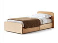 Cama individual de madera 200 x 90 x 95 cm - madera natural - 2 cajones inferiores con diseño moderno para dormitorio