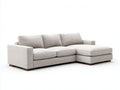 Sofá de esquina tapizado en tejido beige claro 260x260x78 cm - patas de madera marrón - diseño moderno