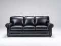 Sofá 3 plazas tapizado efecto cuero 215x95x90 cm - negro - diseño clásico con brazos enrollados