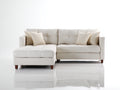Sofá de esquina tapizado en tejido 230x160x88 cm crema - diseño moderno con chaise longue y patas de madera