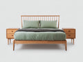 Cama doble de madera 200 x 160 x 115 cm - madera natural - cabecero de listones con estructura elevada de estilo moderno