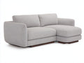 Sofá de esquina tapizado en tejido 235x165x85 cm gris claro - diseño moderno con chaise longue y base de madera oscura