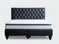 Cama doble tapizada 200x160x120 cm - negro y blanco - cabecero capitoné de estilo clásico