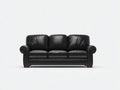 Sofá 3 plazas tapizado en cuero sintético negro 205x88x86 cm - brazos enrollados - diseño clásico