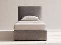 Cama individual tapizada 200x100x115 cm - gris topo - cabecero alto de diseño moderno