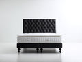 Cama doble tapizada 200 x 160 x 125 cm - negro y blanco - cabecero capitoné con estructura elevada de estilo clásico
