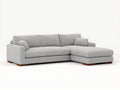 Sofá de esquina tapizado 255 x 165 x 85 cm - gris claro y madera natural - chaise longue integrada con diseño moderno para salón
