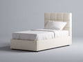 Cama individual tapizada 200x100x120 cm - blanco crema - cabecero acolchado de diseño moderno