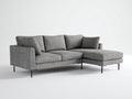 Sofá de esquina tapizado en tejido 240x170x86 cm gris oscuro y negro - diseño moderno con chaise longue y patas metálicas