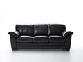 Sofá 3 plazas tapizado efecto cuero 210x95x88 cm - negro - diseño clásico con brazos acolchados