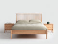 Cama doble de madera 210x170x115 cm roble natural - cabecero de barrotes y diseño nórdico