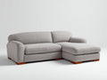 Sofá de esquina tapizado de tela 235x160x85 cm - gris claro y marrón - diseño moderno con chaise longue