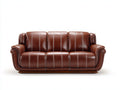 Sofá 3 plazas tapizado en cuero 220 x 95 x 90 cm - marrón coñac - asiento acolchado con costuras decorativas y brazos curvos de estilo clásico moderno