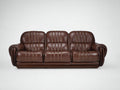 Sofá 3 plazas tapizado en cuero sintético marrón 212x90x88 cm - base de madera oscura - diseño clásico